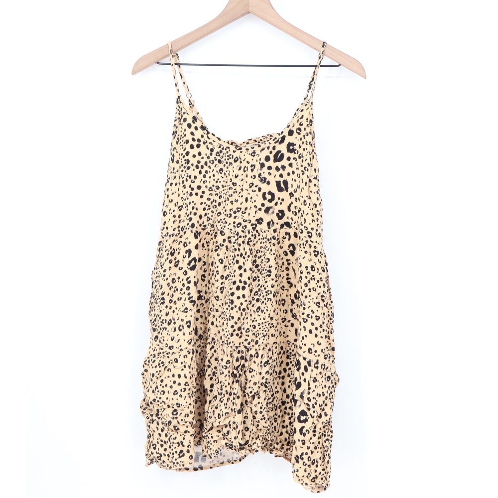 Wishlist Apparel Leopard Print Cami Mini Dress Tan Black Small - Picture 2 of 6